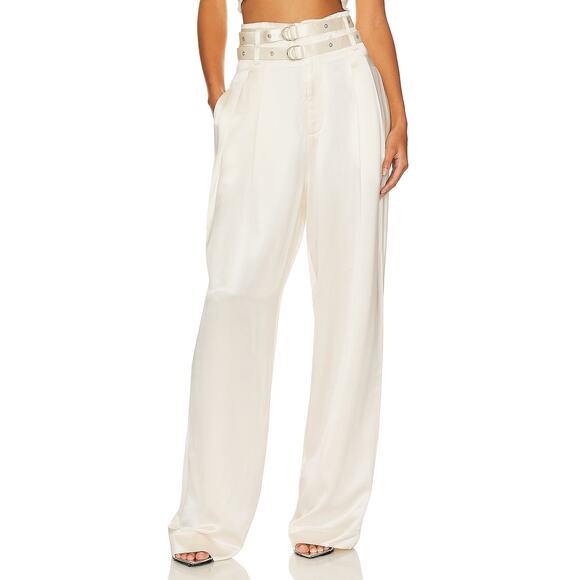 Nonchalant Label Pants - Nonchalant Label 'Rhett' White Satin Pants Size S